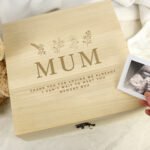 Personalised Any Message Floral Design Large Wooden Keepsake Box - Image 8