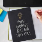 Personalised Any Message Light Bulb Motif Black A5 Hardback Notebook