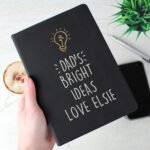Personalised Any Message Light Bulb Motif Black A5 Hardback Notebook - Image 3