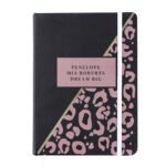 Personalised Leopard Print Design Black A5 Hardback Notebook - Image 6