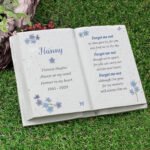 Personalised Any Message Forget Me Not Poem Memorial Resin Graveside/Garden Book Ornament