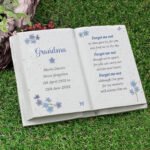 Personalised Any Message Forget Me Not Poem Memorial Resin Graveside/Garden Book Ornament - Image 2
