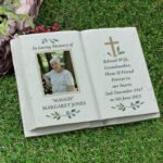 Personalised Any Message Cross Motif Photo Upload Memorial Resin Graveside/Garden Book Ornament - Image 3