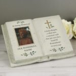 Personalised Any Message Cross Motif Photo Upload Memorial Resin Graveside/Garden Book Ornament - Image 4