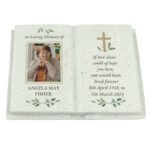 Personalised Any Message Cross Motif Photo Upload Memorial Resin Graveside/Garden Book Ornament - Image 5