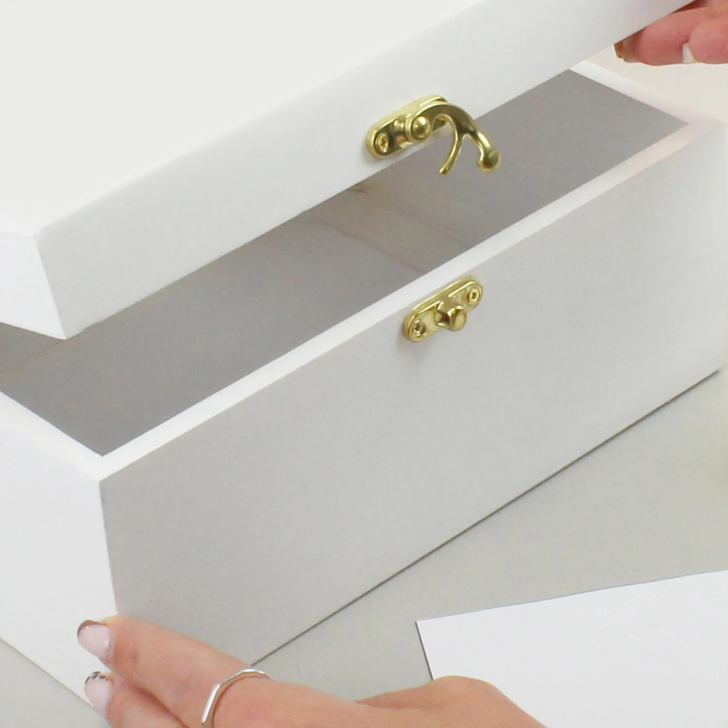Personalised Angel Wings Motif Memorial White Wooden Keepsake Box - Image 2