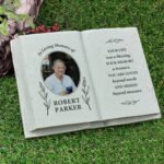 Personalised Botanical Design Photo Upload Memorial Resin Graveside/Garden Book Ornament - Image 2