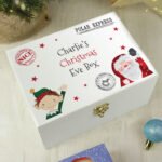 Personalised Santa & Elf Design White Wooden Christmas Eve Box