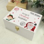 Personalised Santa & Elf Design White Wooden Christmas Eve Box - Image 3