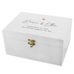 Personalised Any Message Gold Heart Motif White Wooden Keepsake Box - Image 5