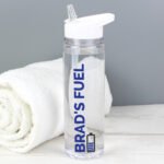 Personalised Blue Battery Motif Plastic Water Bottle