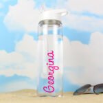 Personalised Pink Name Plastic Water Bottle - Image 2