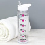 Personalised Pink 'Hydration Tracker' Plastic Water Bottle