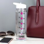 Personalised Pink 'Hydration Tracker' Plastic Water Bottle - Image 2