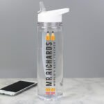 Personalised Teachers Pencil Design Plastic Water Bottle - Image 3