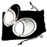 Personalised Any Message Round Silver Nickel Plated Compact Mirror - Image 4