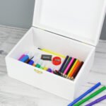 Personalised Rainbow Unicorn Design White Wooden Keepsake Box - Image 4
