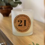 Personalised Birthday Cork Label Design Scented Frosted Glass Jar Candle - Image 2