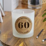 Personalised Birthday Cork Label Design Scented Frosted Glass Jar Candle - Image 3