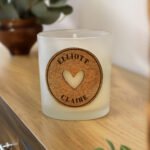 Personalised Heart Cork Label Design Scented Frosted Glass Jar Candle - Image 2