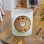Personalised Heart Cork Label Design Scented Frosted Glass Jar Candle - Image 3
