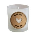 Personalised Heart Cork Label Design Scented Frosted Glass Jar Candle - Image 4