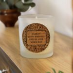 Personalised Floral Cork Label Design Scented Frosted Glass Jar Candle - Image 2