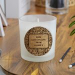 Personalised Floral Cork Label Design Scented Frosted Glass Jar Candle - Image 3