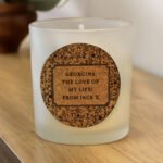 Personalised Floral Cork Label Design Scented Frosted Glass Jar Candle - Image 4