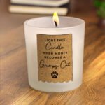 Personalised Pet Paw Print Motif Cork Label Design Scented Frosted Glass Jar Candle