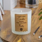 Personalised Pet Paw Print Motif Cork Label Design Scented Frosted Glass Jar Candle - Image 3