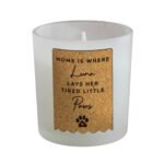 Personalised Pet Paw Print Motif Cork Label Design Scented Frosted Glass Jar Candle - Image 6