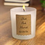 Personalised Any Message Cork Label Design Scented Frosted Glass Jar Candle
