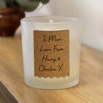 Personalised Any Message Cork Label Design Scented Frosted Glass Jar Candle - Image 4