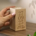 Personalised Anniversary Date Wooden Tea Light Candle Holder - Image 2