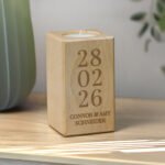 Personalised Anniversary Date Wooden Tea Light Candle Holder - Image 3
