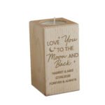 Personalised 'Love You To The Moon And Back' Wooden Tea Light Candle Holder - Image 4
