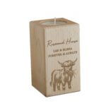 Personalised Highland Cow Design Wooden Tea Light Candle Holder - Image 4