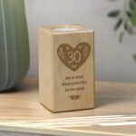 Personalised Anniversary Heart Motif Wooden Tea Light Candle Holder - Image 3