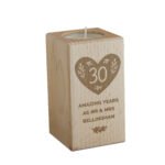 Personalised Anniversary Heart Motif Wooden Tea Light Candle Holder - Image 4