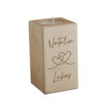 Personalised Engraved Hearts Motif Wooden Tea Light Candle Holder - Image 4