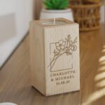 Personalised Floral Bouquet Motif Wooden Tea Light Candle Holder