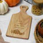 Personalised Pumpkin Design Wooden Paddle Chopping Board - Image 2