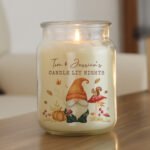 Personalised Autumn Gonk Design Large Glass Jar Candle