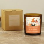 Personalised Autumn Gonk Design Scented Amber Glass Jar Candle - Image 3