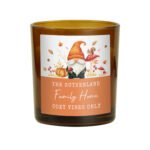 Personalised Autumn Gonk Design Scented Amber Glass Jar Candle - Image 4