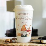 Personalised Autumn Gonk Design Plastic Insulated Reusable Eco Travel Cup - Image 3