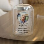 Personalised Photo Upload Memorial Feather Glass Tea Light Candle Holder - Image 4