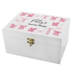 Personalised Multi Pink Bows Design White Wooden Storage Box - Image 5