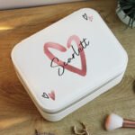 Personalised Hearts Design Faux Leather Travel Jewellery Box - Image 4